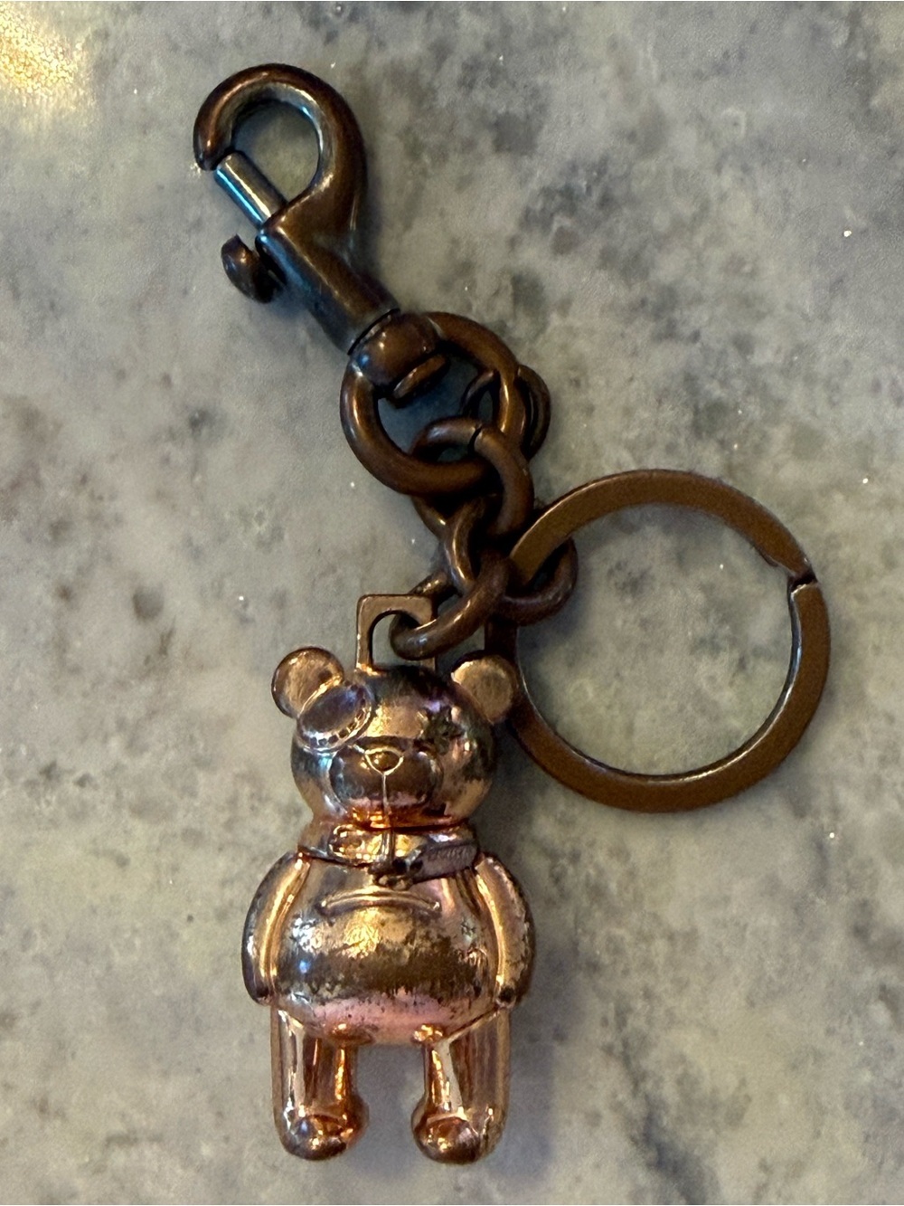 Coach NY 3D Metallic Bear Keychain - Rose Gold Tone AS IS